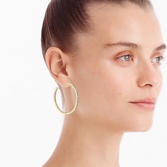 New J.Crew Two Tone Pave Hoops in Pink Crystal - Picture 5 of 5